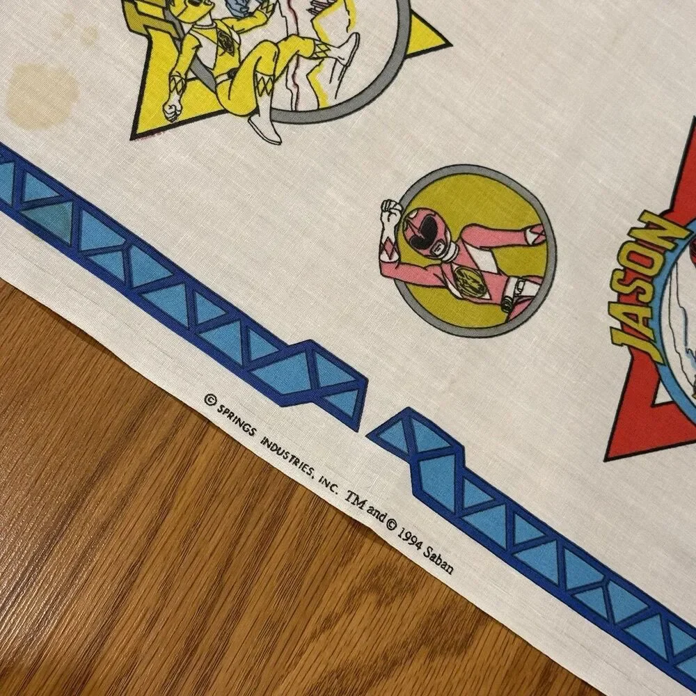 Vintage 1990s Mighty Morphin Power Rangers Fabric Panel Cotton Craft Appliques